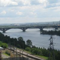 Famous river bridge, look at russian 10 roubles notes, Красноярск