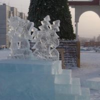 строительство ледяного городка в Кодинске., Кодинск