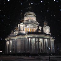 Saransk. St.Fedor Ushakov Cathedral at night, Саранск
