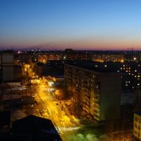 Закат, панорама ночного Омска, переулок (29.03.2011), Любинский
