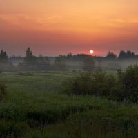 Восход солнца и утренний туман южнее Локни., Локня