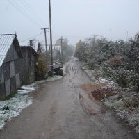 ул. Больничная, первый снег, Пустошка