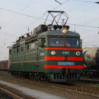 Electric locomotive VL60K-1155 on train station Bataysk, Батайск
