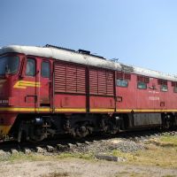 Diesel locomotive TEP60-1039 near the depot of train station Salsk, Сальск