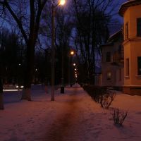 Городок энергетиков зимой вечером, Цимлянск