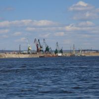 říční port v Lensku, Rusko, Ленск