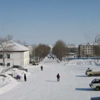 Центральная площадь г. Макаров (зима), Макаров
