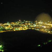 Панорама ночного города, вид с телевышки, Оха, Охинский район, Сахалинская область, Россия, Оха