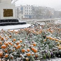Первый снег.Главная площадь, Углегорск