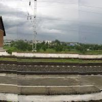 Панорама. Электричка из Минеральных-Вод  у ЖДВ вокзала, Курсавка