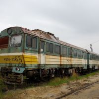 Diesel-train MDP4-02 in depot of train station Mineralnye Vody, Минеральные Воды