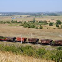 Freight train against the background of the Kuma river valley/ Поезд на фоне долины р. Кума, 31/08/2010, Новоалександровская