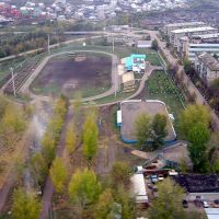 Вид на стадион с вертолёта, Заинск