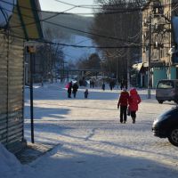Obluchye (2013-02) - Pedestrian area at town center, Облучье