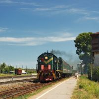Пригородный поезд Ульяновск - Инза отправляется со станции Вешкайма, Шемурша