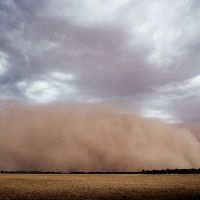 A dust storm approaches the town of Nevertire, central NSW, Australia., Батурст