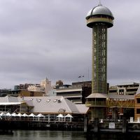 Queens Wharf boat harbour entrance, and tower, from ferry., Ньюкастл