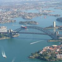 Harbour bridge from helicopter, Сидней