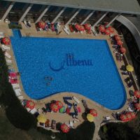 Hotel Dobrudjas swimming pool, as seen from the 15th floor, Албена