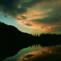 Sunset at Lake Creek Lake. Frank Church Wilderness, Барли
