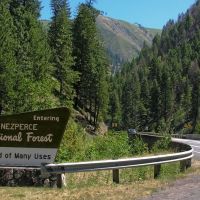 Nez Perce National Forest sign on South Fork Clearwater River, Барли