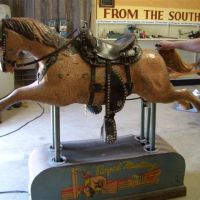 antique toy horse to ride, Nathaniel Hamlin Park, Audubon, IA, Гринфилд