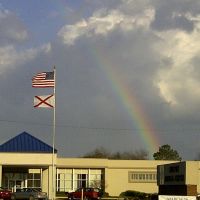 Rainbow during a tornado outbreak in Alabama, Клантон