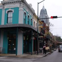 historic downtown, looking east down Dauphin St from Joachim St (12-26-2011), Мобил