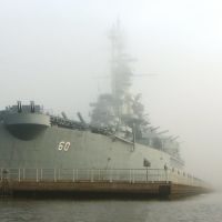 Museum ship - USS Alabama in the fog, Flagship Kayak Team, Причард