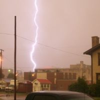 Lightning strike in downtown Fort Smith, AR, Форт-Смит