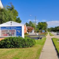 VIRGINIA: CHESAPEAKE: Great Bridge Evangelical Free Church, 173 Mt. Pleasant Road road sign, Чесапик