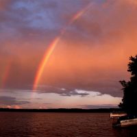 Double rainbow at Lake Dubay Wisconsin, Манитауок