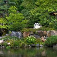 Anderson Japanese Gardens waterfall, Евергрин Парк