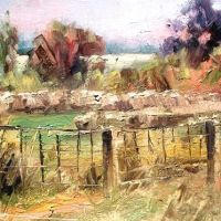Chris Stuart oil of Traders Point farm fence, Валпараисо