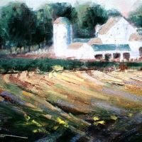 Chris Stuart oil of Traders Point Farm barn, Норт Краус Нест