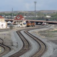 Grand Junction Depot & Railroad Yards from new Riverside Parkway footbridge, CO, Гранд-Джанкшин