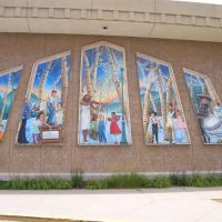 panels of murals, Lincoln Park Branch Library, Greeley, CO, Грили