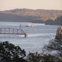 RR Swing Bridge Open for Passing Barge, Видалиа