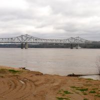 Natchez–Vidalia Bridge across Mississippi River, view from Louisiana side, Клейтон