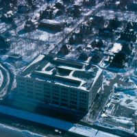Blizzard of 1978 - Aerial of old Peter Fuller Cadillac Building - Boston, MA, Бруклин