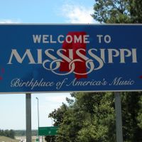 "Welcome to Mississippi" Sign, Entering Mississippi on Interstate 20/59, Southwestbound, Сандерсвилл