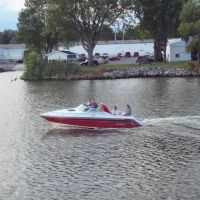Boat on Saginaw River, Bay City, Michigan, Бэй-Сити