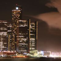 Detroit - GM Tower at Night (from Windsor Riverside, Canada), Детройт