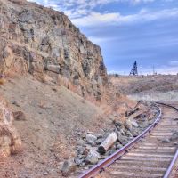 Old Rail Tracks, Bell-Diamond Headframe in Distance, Бьютт