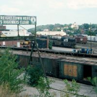 Maine Central Railroad Sign and Freight Yard at Bangor, ME, Бангор