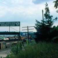Maine Central Railroad Sign and Freight Yard at Bangor, ME, Хампден