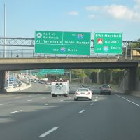 BWI Marshall Airport, Use I-95 South, Interstate 695, Southbound, Арбутус