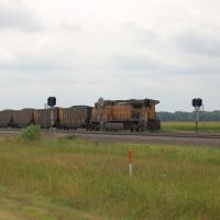 Union Pacific Railroad Pusher Locomotive No. 6572 on an Westbound Unit Coal Train near North Platte, NE, Беллив