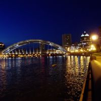 Rochester, NY Genesee River bridge at night, Рочестер