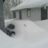 Spring snow storm - 30 inches fresh snow.  Our Volvo, buried! Saranac Lake, march 7, 2011., Саранак-Лейк
